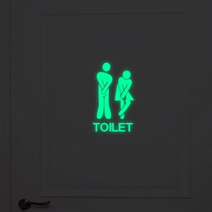 Leuchtender Toilettenschild Aufkleber Im Dunkeln Leuchtend Lustiges Badezimmer Türdekor PET Wasserdicht Wandkunst Heimdekor