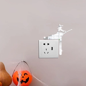 Wandschalter-Aufkleber aus Acryl im Spiegel-Hexen-Design als Halloween-Deko