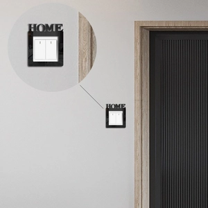 Minimalist black acrylic HOME light switch cover frame for modern wall decor