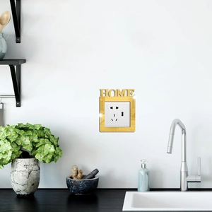Golden mirror acrylic HOME letter switch sticker decoration for modern living rooms