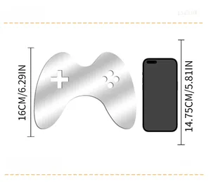 Mirror acrylic game controller wall decal size comparison with 16cm height measurement