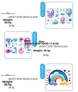 Luminous planet stickers showing astronaut and jellyfish patterns with dimensions 20x30cm