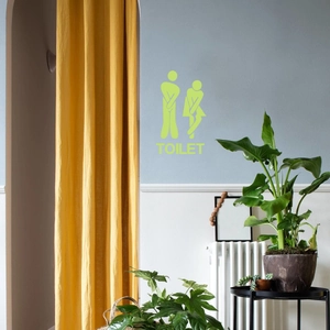 Leuchtend grüner Toilettenschild Aufkleber mit männlichen und weiblichen Symbolen