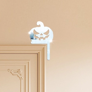 Halloween Pumpkin Head Mirror Wall Sticker 3D Acrylic Jack-O-Lantern Door Frame Switch Decorative Border Holiday Home Decor