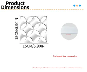 Tableau des tailles pour stickers muraux miroir géométriques 15x15cm de 1mm d'épaisseur