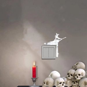 Halloween Hexe Silhouette Acryl Spiegel Wandtattoo Aufkleber für Lichtschalter Deko