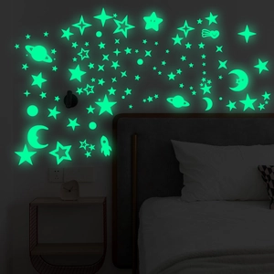 Luminous star moon wall stickers glowing in the dark for kids bedroom decoration