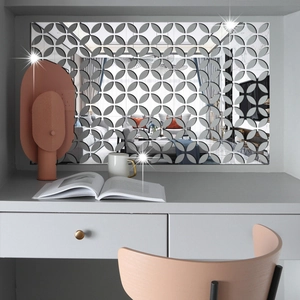 Autocollants Muraux Miroir Creux Géométriques Modernes Décalcomanies Miroir Autocollantes En Acrylique Pour Chambre Salon Décoration