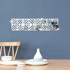 Modern hollow rectangular mirror acrylic wall stickers with geometric patterns for decor