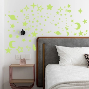 Detailed stars and moon glow in the dark wall stickers for children bedroom ceiling decor
