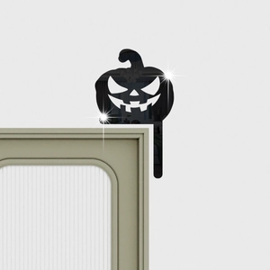 Black acrylic pumpkin mirror wall sticker for Halloween door frame corner decoration