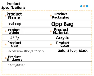 Detailed specification chart for acrylic coffee cup mirror wall stickers 18x20cm