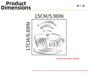 Schema dimensionale dell'adesivo murale WiFi 3D in specchio acrilico da 17x15cm caffè
