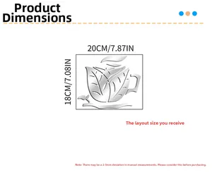 Size chart showing dimensions of 20x18cm for the acrylic coffee cup mirror wall sticker