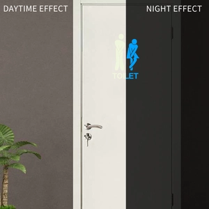 Leuchtende Toilettentür-Aufkleber mit Tag- und Nachteffekt in Blau und Gelb leuchtend