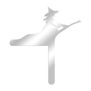 Halloween Silber Spiegel Hexe Silhouette Wandtattoo für Türrahmen und Eck Dekorationen