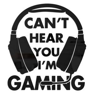Sticker mural 3D en acrylique casque audio avec citation gaming miroir