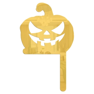 Macro detail of pumpkin mirror wall sticker with reflective golden surface