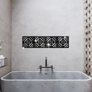 Modern geometric acrylic mirror wall stickers with reflective diamond pattern for home decor