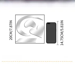 Detailed dimensions of animal paw mirror wall stickers showing height comparison