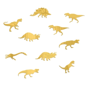Lot de 10 stickers muraux dinosaures en acrylique doré avec effet miroir réfléchissant
