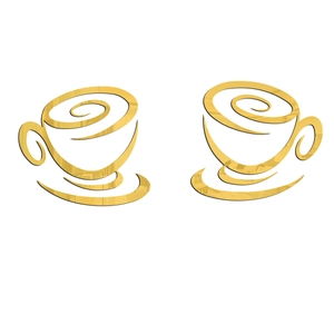 Detail of 1mm gold mirror acrylic coffee cup wall stickers with glossy metallic finish