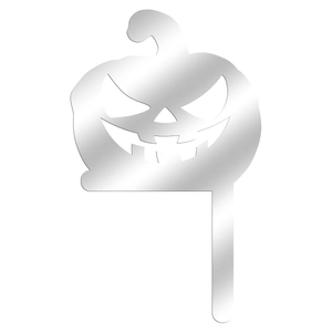Macro detail of pumpkin mirror wall sticker with reflective silver acrylic surface