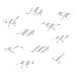 Lot de 10 stickers muraux dinosaures en acrylique miroir argenté avec diverses silhouettes