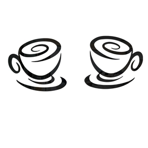 Minimalist black acrylic mirror coffee cup wall stickers set for kitchen decoration