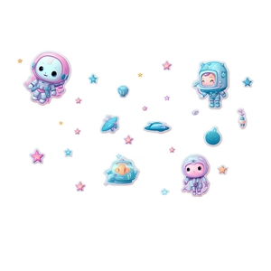 Detailed view of astronaut stickers with stars and planets for nursery wall decor