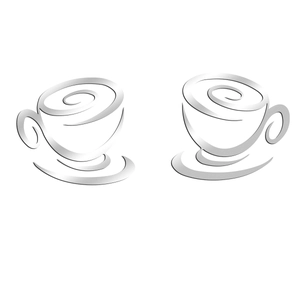 Detailed view of silver acrylic coffee cup wall stickers with spiral texture