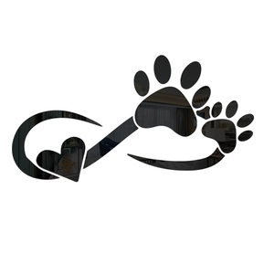 Infinity heart animal paw acrylic mirror wall sticker for pet lovers home decoration