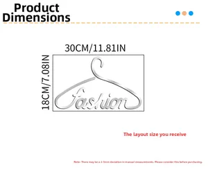 Size chart for fashion hanger acrylic mirror wall sticker measuring 30x18cm for home decor