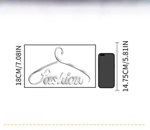 Size comparison of 18cm acrylic fashion wall hanger next to a smartphone device