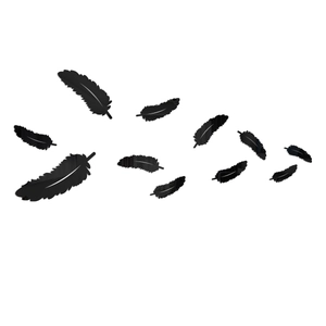 11-piece set of matte black acrylic feather wall stickers for living room home decor