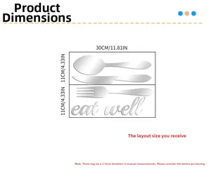 Detailed size specifications for mirror acrylic cutlery kitchen wall sticker 30x22cm
