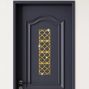 Golden quatrefoil hollow acrylic mirror wall stickers for modern home door decoration