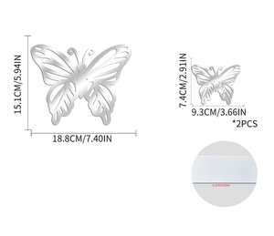 Detaillierte Größenangabe für Schmetterling Wandtattoo Spiegel mit 0.1cm Materialstärke