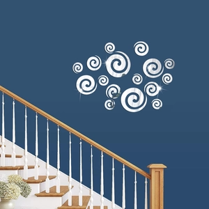 Stickers muraux spirales en acrylique effet miroir argenté pour décoration intérieure