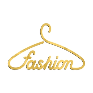Detail of golden mirror acrylic wall sticker featuring a fashion hanger design
