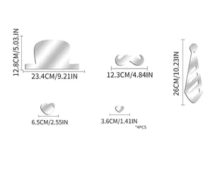 Detaillierte Größentabelle für Zylinder und Schnurrbart Spiegel Acryl Wandsticker Set