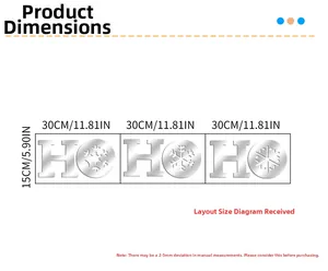 Detailed size chart for silver mirror snowflake wall sticker with dimensions in cm and inches