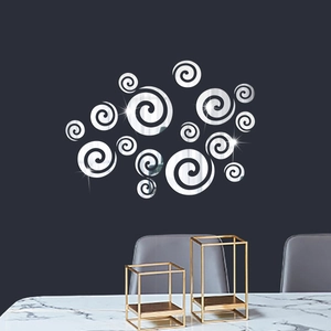 Stickers Muraux Miroir Spirale en Acrylique Créatif 3D Cercle Géométrique DIY Décalcomanies Murales Réfléchissantes Décor de Maison