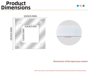 Mirror acrylic square switch frame detail with 15x15cm size and 0.1cm thickness specs