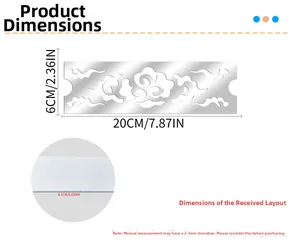 Detail of 1mm thick acrylic mirror wall sticker with traditional Chinese cloud pattern
