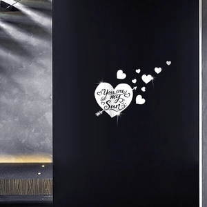 Acrylic Mirror Heart Wall Stickers You Are My Sun Reflective Romantic DIY Wall Art Decor For Home Bedroom Living Room