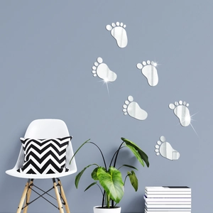 Set of 6 self-adhesive acrylic mirror footprints wall stickers for modern home wall decoration