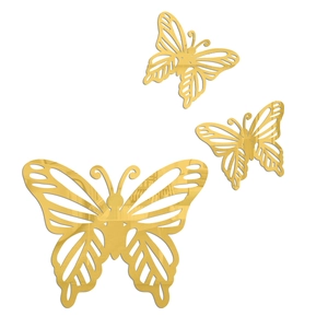 Detailansicht goldener Hohlfalter-Spiegelwandaufkleber im Set mit Glanzeffekt