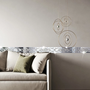 Detail of silver mirror acrylic wall trim with traditional Chinese cloud pattern for home decor