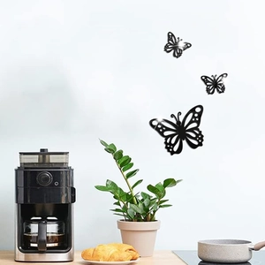 Three-piece black hollow butterfly 3D acrylic wall stickers set for bedroom decoration